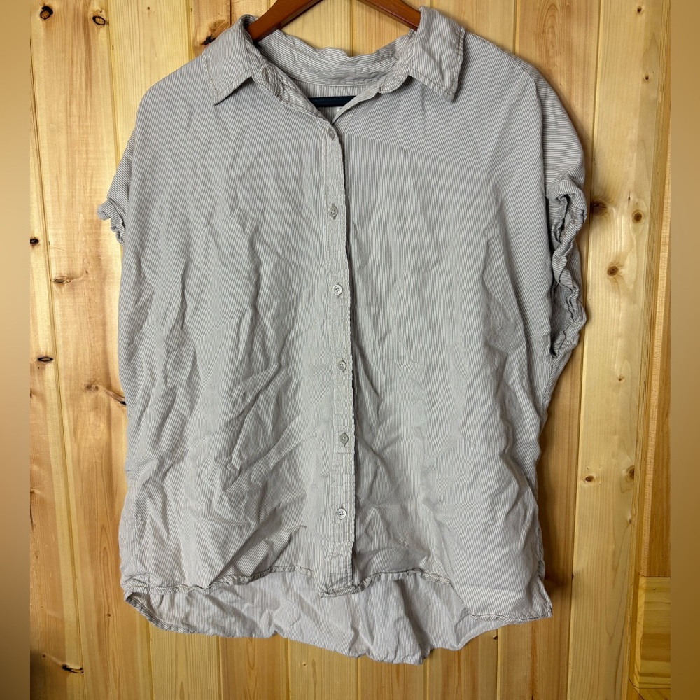 Tilley Women's Classic Neutral Button Front Striped Shirt XXL Casual Comfort